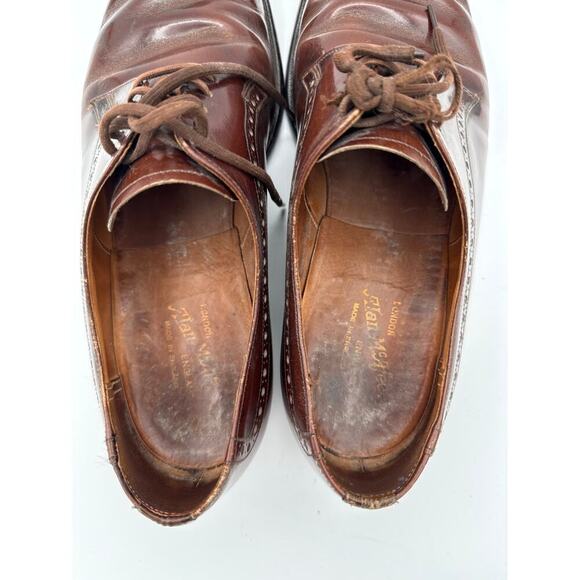 Men’s Alan Mcafee 10 Oxfords Dress Wingtip Brown Leather England Shoes - Picture 3 of 6